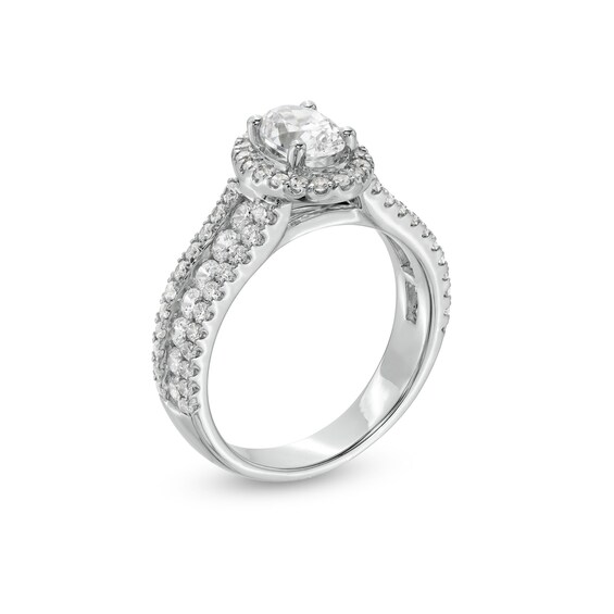1-3/4 CT. T.w. Certified Oval Lab-Grown Diamond Frame Triple Row Engagement Ring in 14K White Gold (F/Vs2)