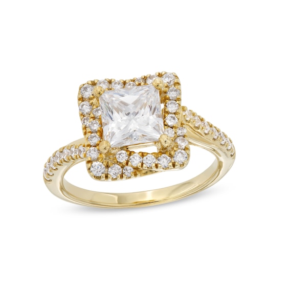 2 CT. T.w. Certified Princess-Cut Lab-Grown Diamond Twist Frame Engagement Ring in 14K Gold (F/Vs2)