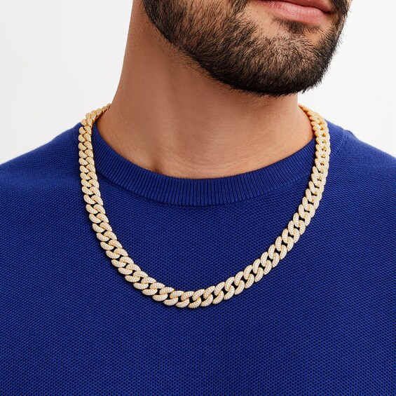 24.95 CT. T.w. Lab-Grown Diamond Cuban Link Necklace in 10K Gold (F/Si2)