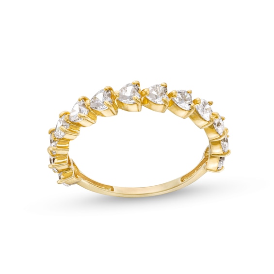 Sideways Heart-Shaped White Lab-Created Sapphire Band in 10K Gold
