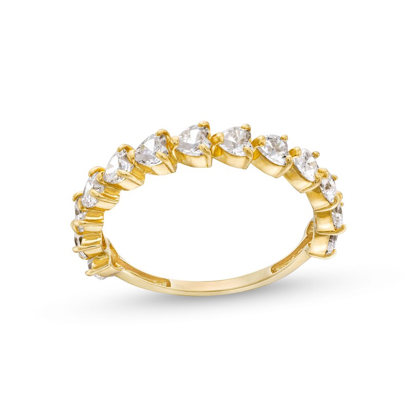 Main Image 1 of Sideways Heart-Shaped White Lab-Created Sapphire Band in 10K Gold