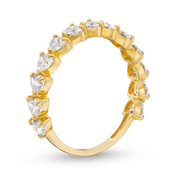 Sideways Heart-Shaped White Lab-Created Sapphire Band in 10K Gold