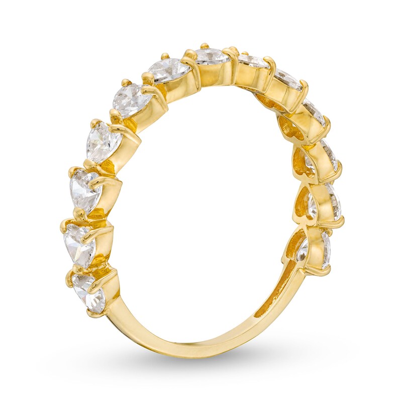 Main Image 3 of Sideways Heart-Shaped White Lab-Created Sapphire Band in 10K Gold