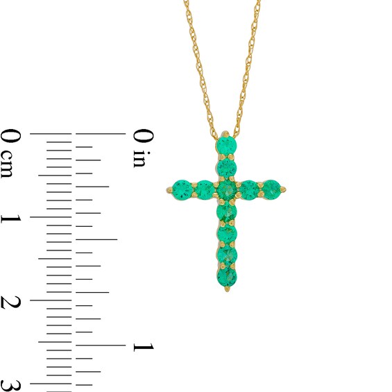 Emerald Cross Pendant in 10K Gold