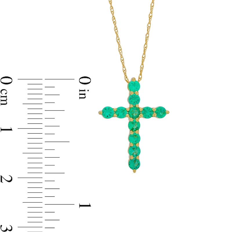 Main Image 3 of Emerald Cross Pendant in 10K Gold