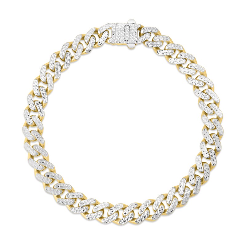 8.0mm Diamond Cut Monaco Curb Chain Bracelet in Hollow 14K Two-Toned Gold - 8.25"