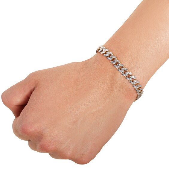 8.0mm Diamond Cut Monaco Curb Chain Bracelet in Hollow 14K Two-Toned Gold - 8.25"