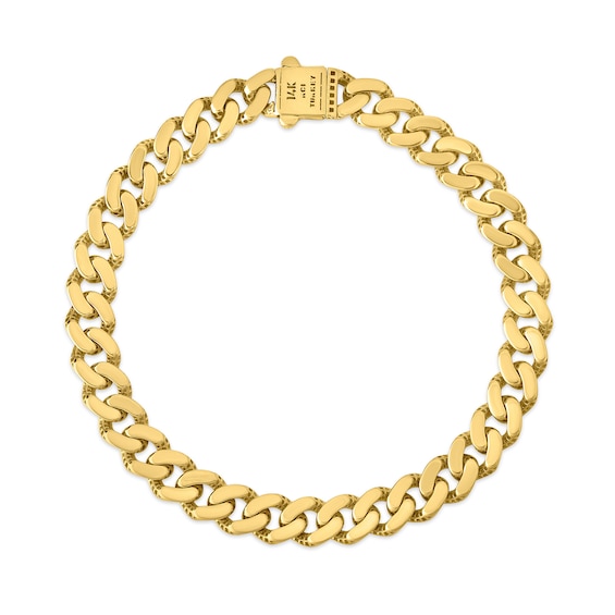 8.0mm Diamond Cut Monaco Curb Chain Bracelet in Hollow 14K Two-Toned Gold - 8.25"