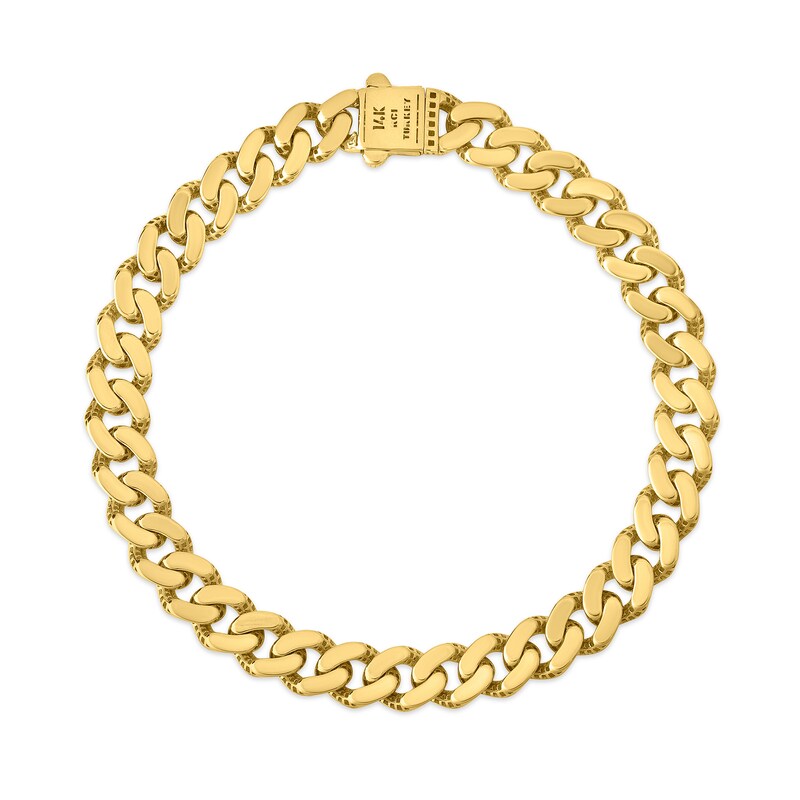 8.0mm Diamond Cut Monaco Curb Chain Bracelet in Hollow 14K Two-Toned Gold - 8.25"