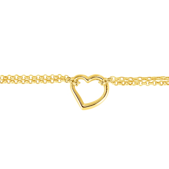 0.19mm Diamond-Cut Rolo Chain Heart Anklet in Hollow 14K Gold - 10"