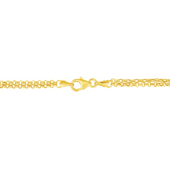 0.19mm Diamond-Cut Rolo Chain Heart Anklet in Hollow 14K Gold - 10"