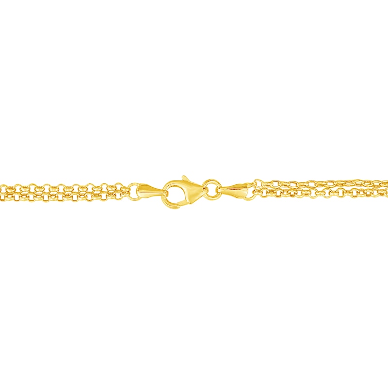 0.19mm Diamond-Cut Rolo Chain Heart Anklet in Hollow 14K Gold - 10"