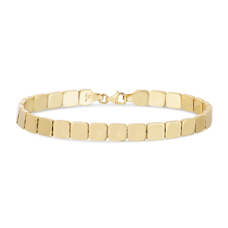 Main Image 1 of 6.0mm Square Link Bracelet in Hollow 14K Gold - 7"