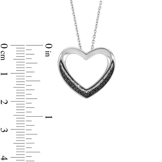 1/10 CT. T.w. Black Diamond Tilted Open Heart Necklace in Sterling Silver