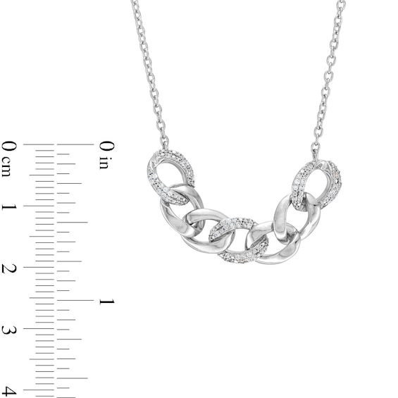 1/5 CT. T.w. Diamond Interlocking Curb Link Necklace in Sterling Silver