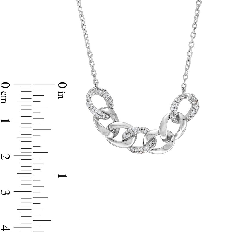 Main Image 4 of 1/5 CT. T.W. Diamond Interlocking Curb Link Necklace in Sterling Silver
