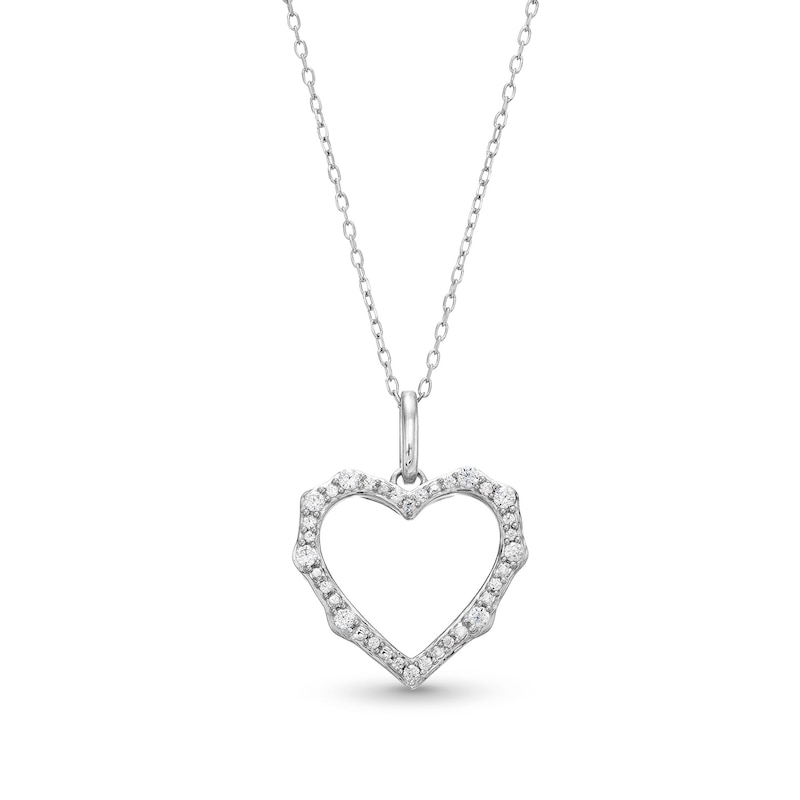 1/4 CT. T.W. Diamond Scallop Open Heart Pendant in Sterling Silver | Zales