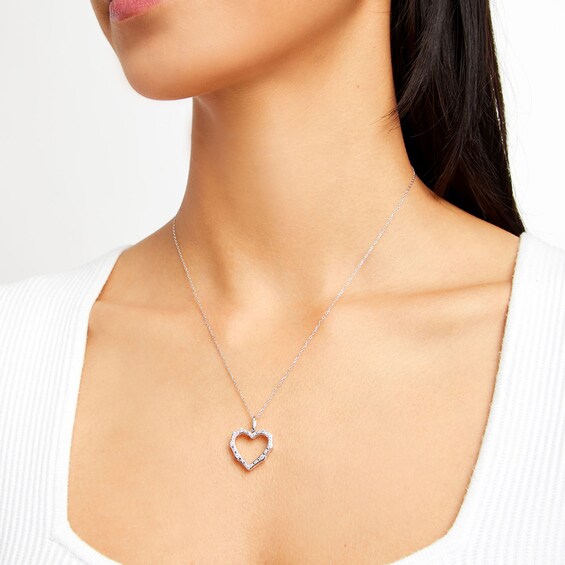 1/4 CT. T.w. Diamond Scallop Open Heart Pendant in Sterling Silver