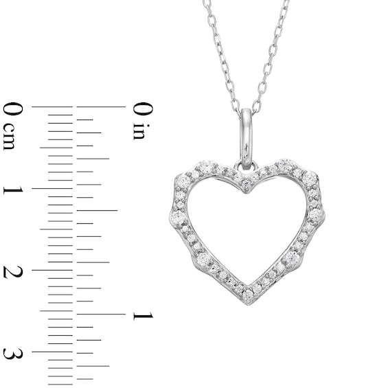 1/4 CT. T.w. Diamond Scallop Open Heart Pendant in Sterling Silver