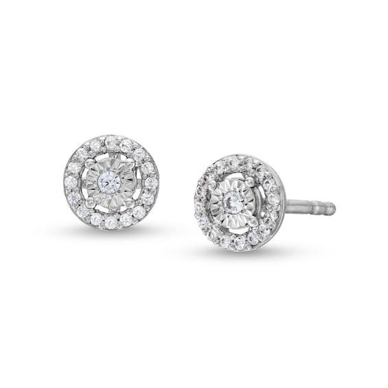 1/10 CT. T.w. Diamond Open Circle Frame Stud Earrings in Sterling Silver