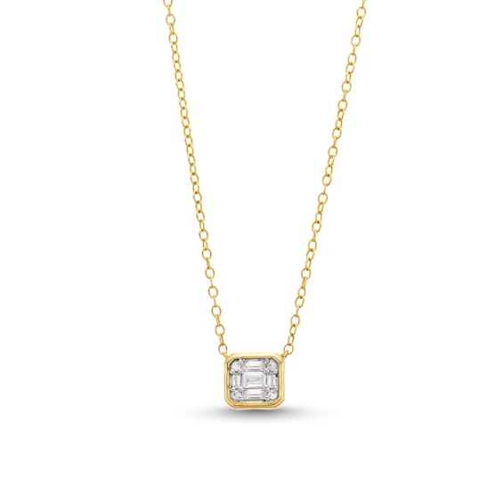 1/5 CT. T.w. Emerald-Shaped Multi-Diamond Sideways Necklace in 10K Gold
