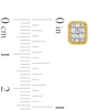 Thumbnail Image 3 of 1/5 CT. T.W. Emerald-Shaped Multi-Diamond Rope-Textured Frame Stud Earrings in 10K Gold