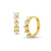 Thumbnail Image 1 of Heart-Shaped White Lab-Created Sapphire Hoop Earrings in 10K Gold