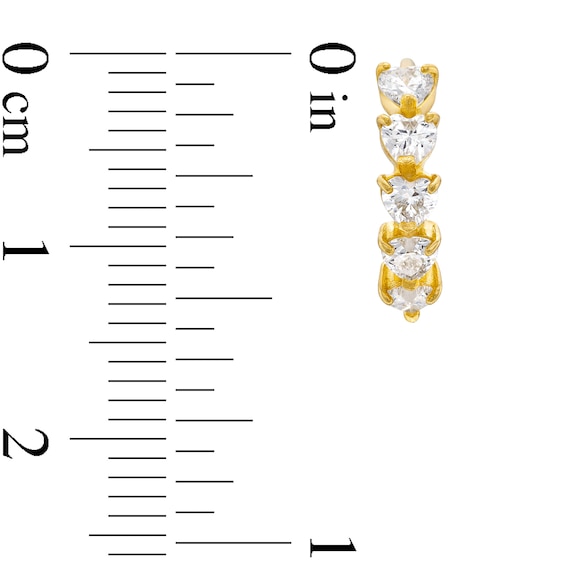 Heart-Shaped White Lab-Created Sapphire Hoop Earrings in 10K Gold