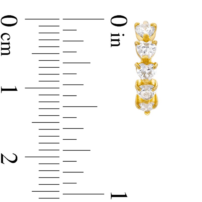 Main Image 3 of Heart-Shaped White Lab-Created Sapphire Hoop Earrings in 10K Gold