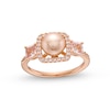 Thumbnail Image 0 of 1/5 CT. T.W. Diamond, White Lab-Created Sapphire and Cultured Freshwater Pearl Ring in 10K Rose Gold