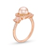 Thumbnail Image 2 of 1/5 CT. T.W. Diamond, White Lab-Created Sapphire and Cultured Freshwater Pearl Ring in 10K Rose Gold
