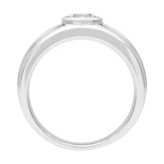 Men's White Lab-Created Sapphire Solitaire Ring in Sterling Silver