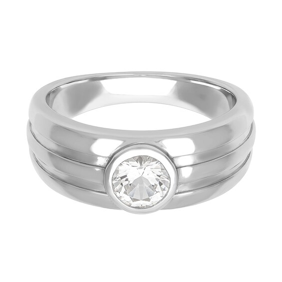White Lab-Created Sapphire Solitaire Ring in Sterling Silver