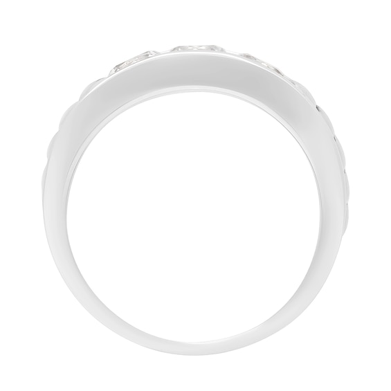 White Lab-Created Sapphire Three Stone Ring in Sterling Silver and 18K Gold Plate