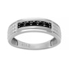 Thumbnail Image 1 of Men's Black Sapphire Textured Band in Sterling Silver