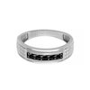 Thumbnail Image 4 of Men's Black Sapphire Textured Band in Sterling Silver