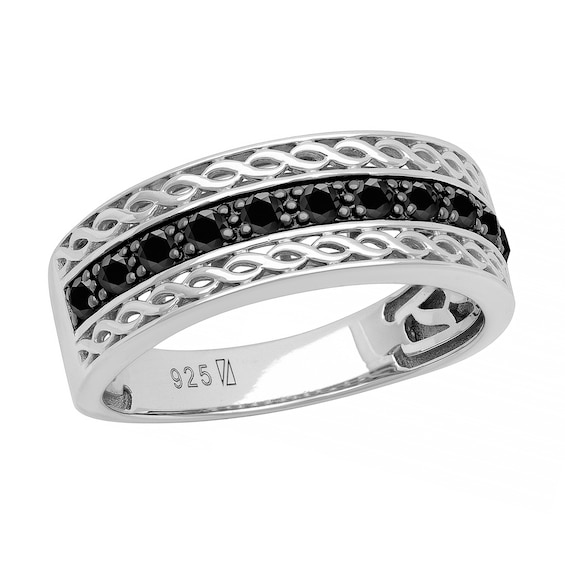 Black Sapphire Twist Ring in Sterling Silver