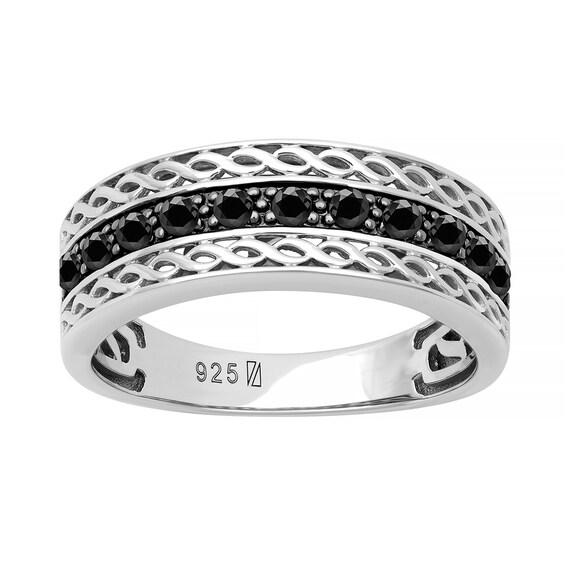 Black Sapphire Twist Ring in Sterling Silver