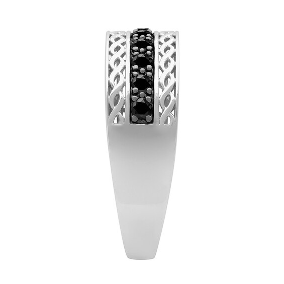 Black Sapphire Twist Ring in Sterling Silver