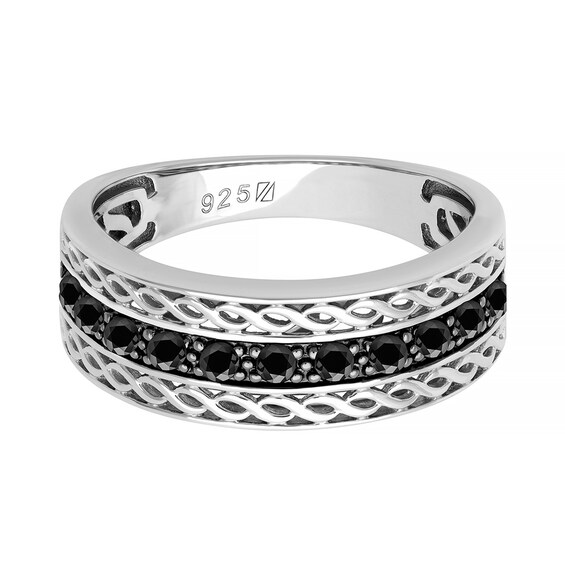 Black Sapphire Twist Ring in Sterling Silver