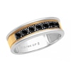 Men's Black Sapphire Ring in Sterling Silver and 18K Gold Plate