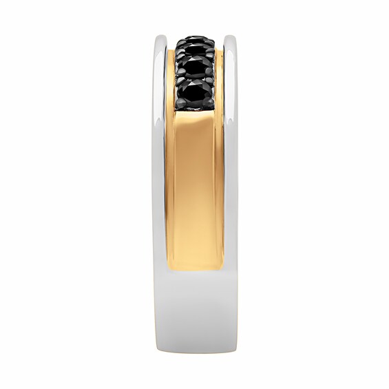 Men's Black Sapphire Ring in Sterling Silver and 18K Gold Plate