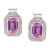 Thumbnail Image 1 of Emerald-Cut Pink and White Lab-Created Sapphire Framed Stud Earrings in Sterling Silver