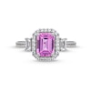 Thumbnail Image 4 of Emerald-Cut Pink and White Lab-Created Sapphire Framed Ring in Sterling Silver