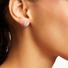 Thumbnail Image 2 of 1/6 CT. T.W. Snowflake Multi-Diamond Cushion Frame Stud Earrings in Sterling Silver