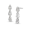 Thumbnail Image 0 of 1/4 CT. T.W. Pear-Shaped Multi-Diamond Trio Linear Drop Earrings in Sterling Silver