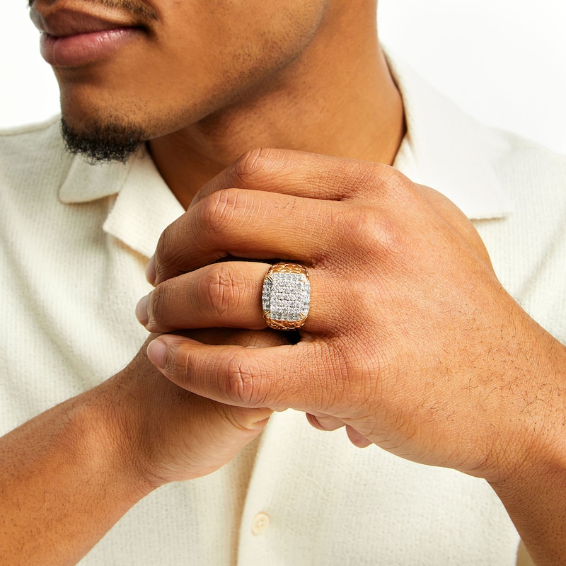 Main Image 2 of 1 CT. T.W. Cushion-Shaped Multi-Diamond Nugget Ring in 10K Gold