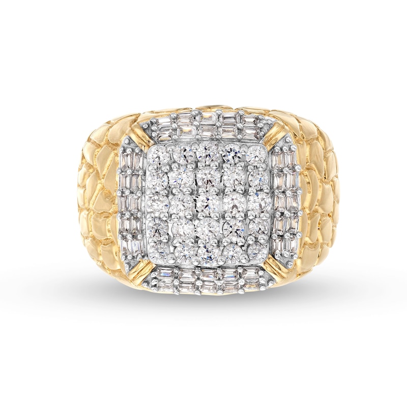Main Image 4 of 1 CT. T.W. Cushion-Shaped Multi-Diamond Nugget Ring in 10K Gold