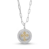 Thumbnail Image 0 of 1/4 CT. T.W. Diamond Flared Cross Medallion Pendant in Sterling Silver and 10K Gold