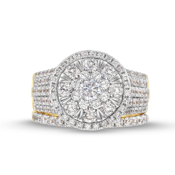 2 CT. T.w. Multi Diamond Pear Frame Bridal Set in 14K Gold